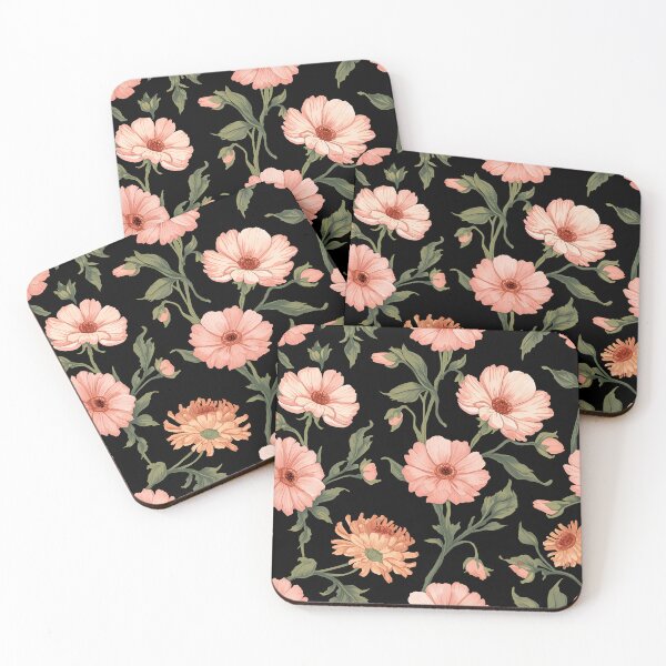 Item preview, Vintage Peach Blossom Floral Pattern | Elegant Botanical Flowers on Black designed and sold by Mobile Cases Store.