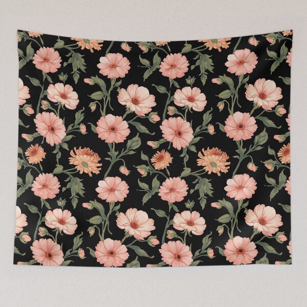 Item preview, Vintage Peach Blossom Floral Pattern | Elegant Botanical Flowers on Black designed and sold by Mobile Cases Store.