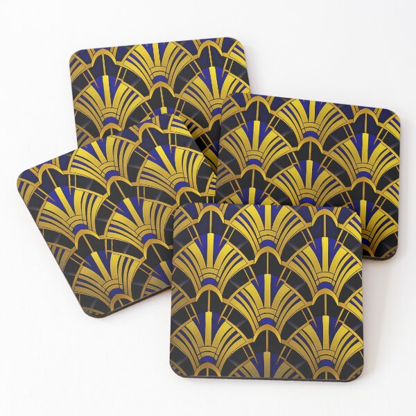 Item preview, Art Deco Golden-Hues Pattern With Blue Accents designed and sold by DEC02.