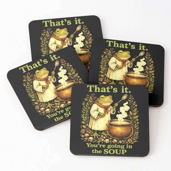 Item preview, That’s It You’re Going in the Soup Funny Witch Frog Cottagecore Art designed and sold by MiALopezArt.