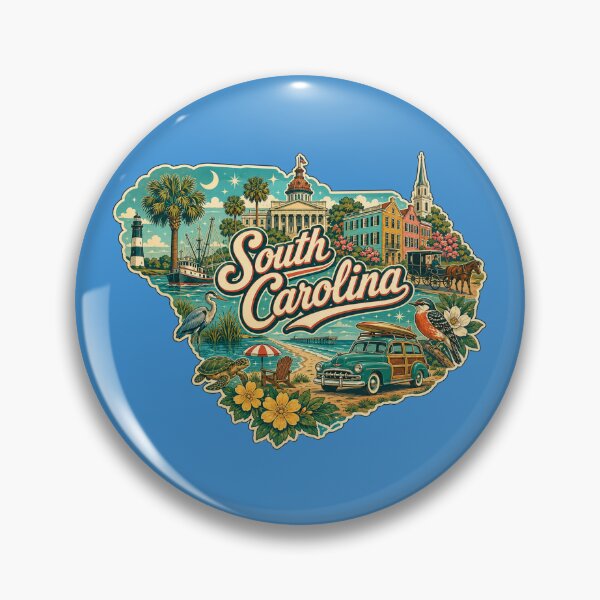Item preview, South Carolina Retro Travel Sticker | Vintage Coastal State Collage Art designed and sold by SimplyJasper.
