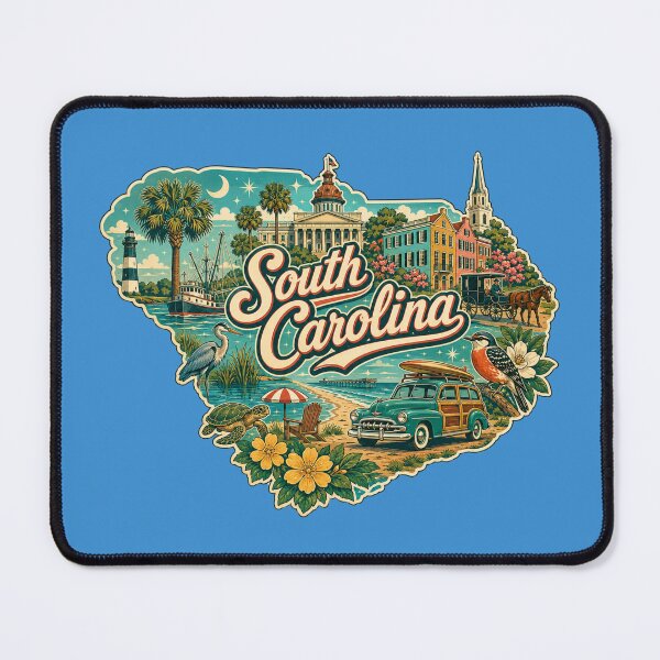 Item preview, South Carolina Retro Travel Sticker | Vintage Coastal State Collage Art designed and sold by SimplyJasper.