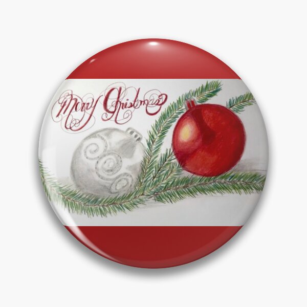 Item preview, This Merry Christmas, With Ornaments And An Evergreen Branch, Was Done In Colored Pencil designed and sold by Whispering Grace Studio.