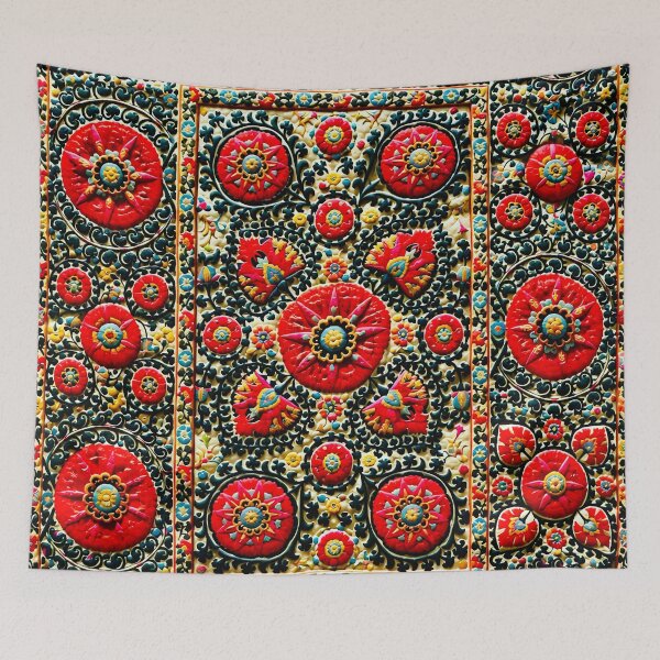 Item preview, Shakhrisyabz Suzani Uzbek Embroidery Print designed and sold by Vicky Brago-Mitchell®.