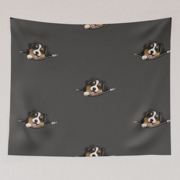 Item preview, Australian Shepherd Puppy Peeking From Zipper Cute Dog Lover Design designed and sold by PoojaArtLab.