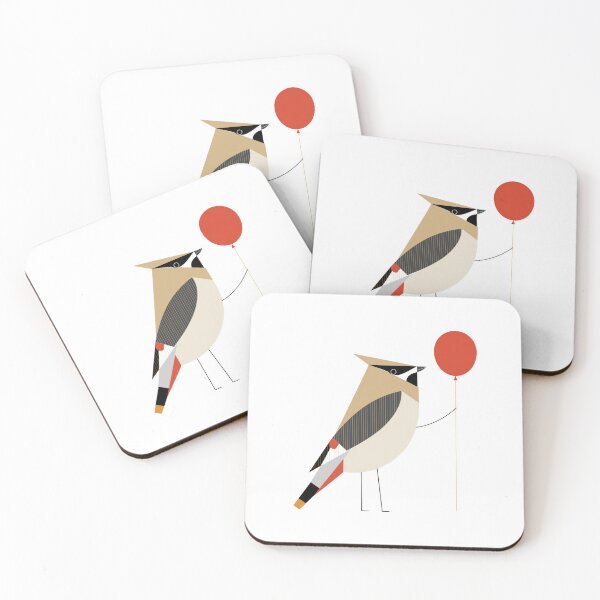 Item preview, Minimalist Cedar Waxwing Bird with Red Balloon designed and sold by dawnleblanc55.
