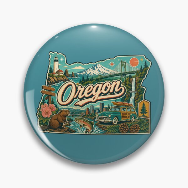 Item preview, Oregon Retro Travel Sticker | Vintage Pacific Northwest State Adventure Art designed and sold by SimplyJasper.