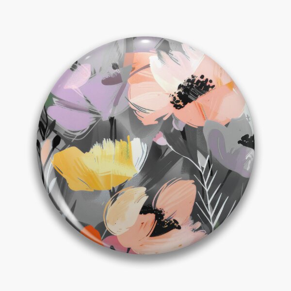 Item preview, Soft Peach And Yellow Abstract Floral On Gray designed and sold by DEC02.