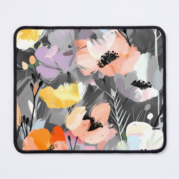 Item preview, Soft Peach And Yellow Abstract Floral On Gray designed and sold by DEC02.