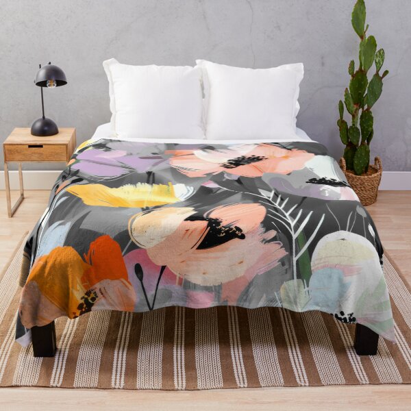 Item preview, Soft Peach And Yellow Abstract Floral On Gray designed and sold by DEC02.