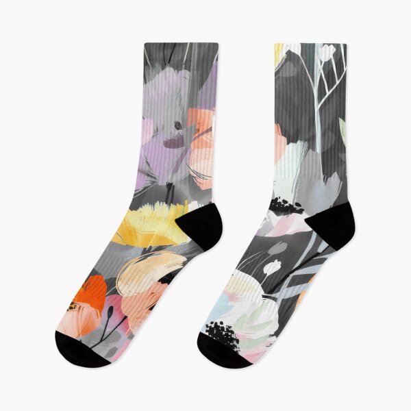 Item preview, Soft Peach And Yellow Abstract Floral On Gray designed and sold by DEC02.