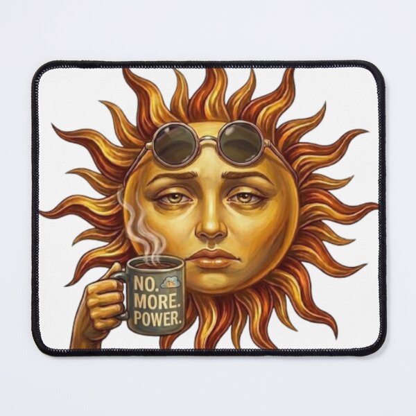 Item preview, Tired Sun Drinking Coffee No More Power Funny Illustration designed and sold by Northern Glow Art.
