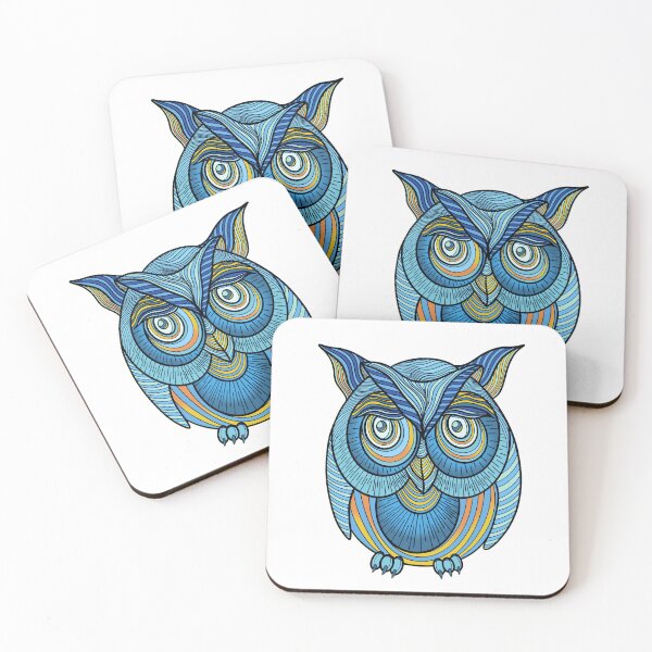 Item preview, Midnight Wisdom Owl – Geometric Blue Line Art Design designed and sold by DaveDanchuk.
