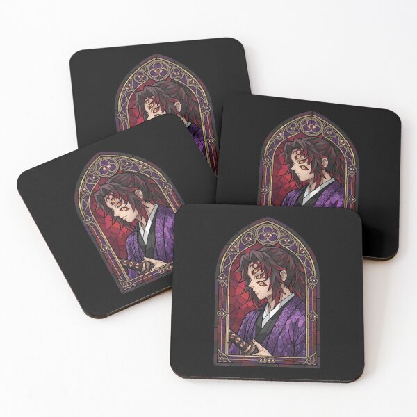 Item preview, Kokushibou Demon Slayer Crimson Eye Stained Glass Portrait designed and sold by mildaclairmo.