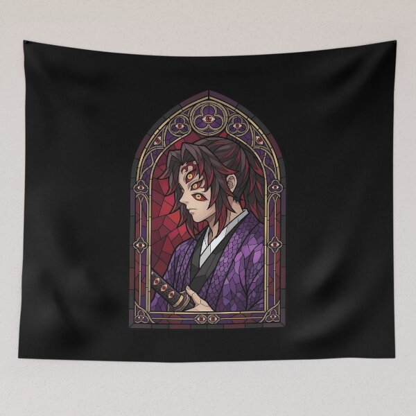 Item preview, Kokushibou Demon Slayer Crimson Eye Stained Glass Portrait designed and sold by mildaclairmo.
