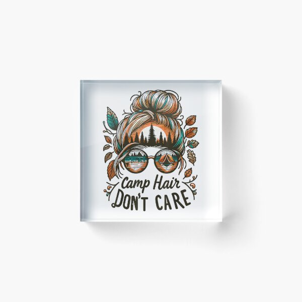 Item preview, Camp Hair Don't Care Messy Bun Funny Camping Camper Women T-Shirt designed and sold by gidget-gadget.