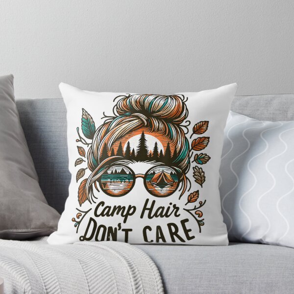 Item preview, Camp Hair Don't Care Messy Bun Funny Camping Camper Women T-Shirt designed and sold by gidget-gadget.