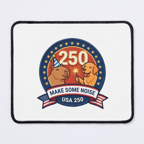 Item preview, Make Some Noise USA 250 Capybara Dog Patch designed and sold by laughingshirts.