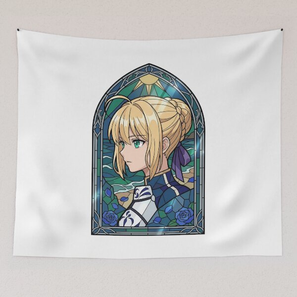 Item preview, Saber Fate Stay Night Ocean Stained Glass Knight Portrait designed and sold by mildaclairmo.