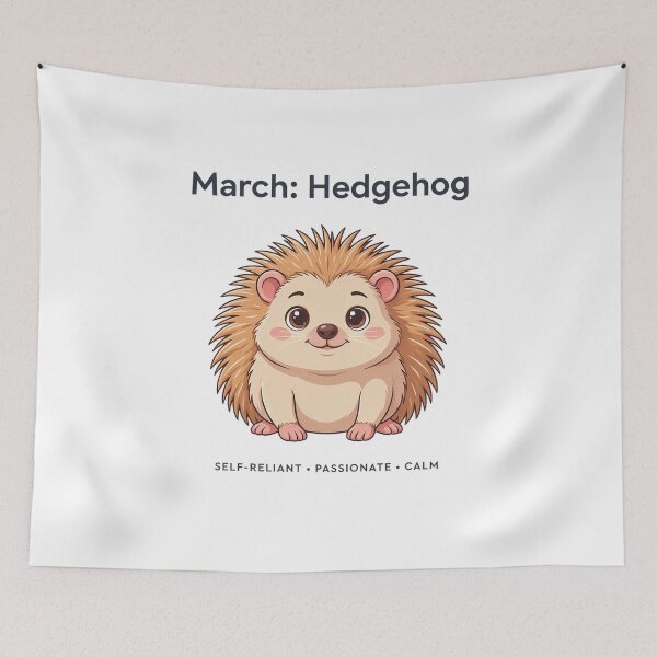 Item preview, March Hedgehog Birth Month Animal | Self-Reliant Passionate Calm Personality Gift designed and sold by Cool-cat-art.