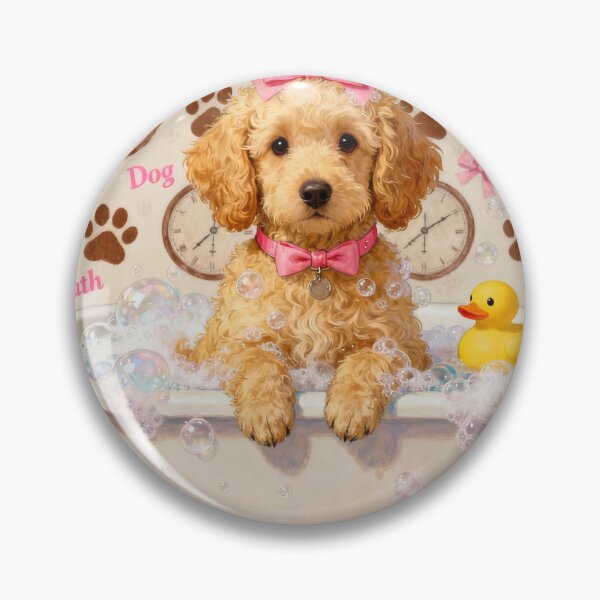 Item preview, Adorable Golden DOODLE in Bubble Bath designed and sold by Wags & Tails.