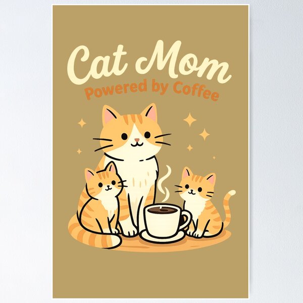 Item preview, Cat Mom Powered by Coffee   designed and sold by LuloCreative.