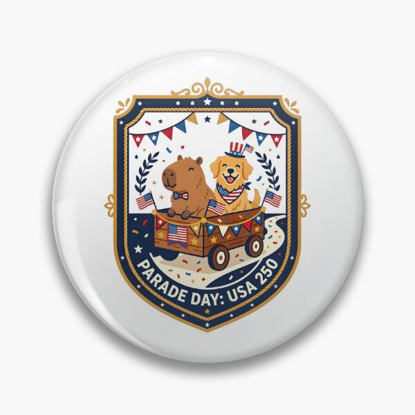 Item preview, USA 250 Parade Day Capybara And Dog Wagon designed and sold by laughingshirts.