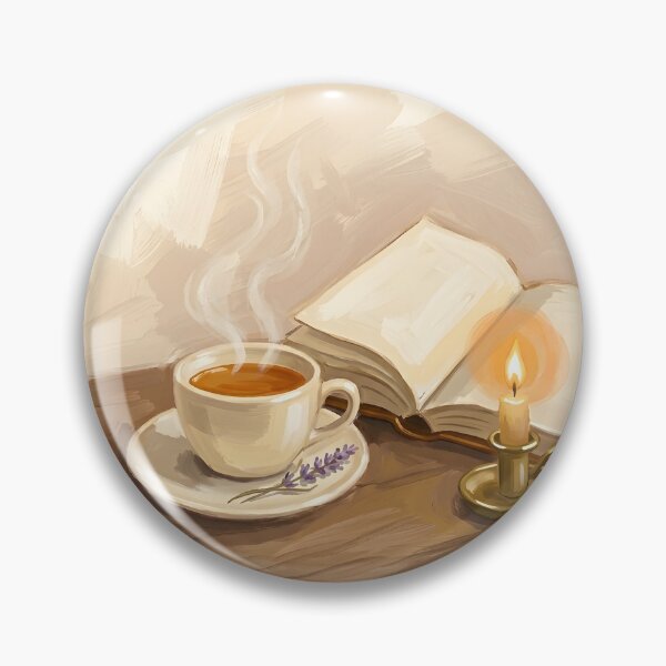 Item preview, Cozy Evening Tea Book Candle Gouache Painting Warm Art designed and sold by how-is-design.