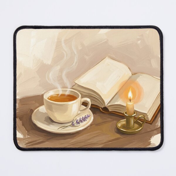 Item preview, Cozy Evening Tea Book Candle Gouache Painting Warm Art designed and sold by how-is-design.