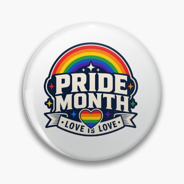 Item preview, Retro Pride Month Love Is Love Rainbow Badge Logo, Sticker, T-shirt designed and sold by martin-i13.