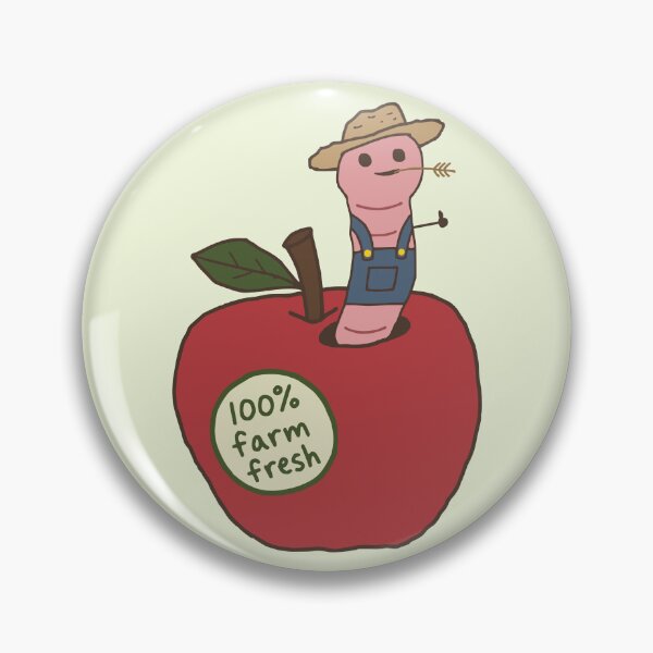 Item preview, Cute Farm Fresh Farmer Worm In Apple designed and sold by Doodlywood.