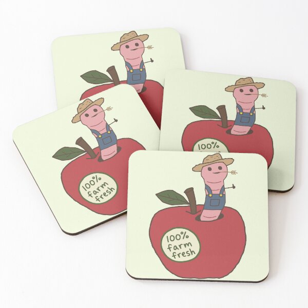 Item preview, Cute Farm Fresh Farmer Worm In Apple designed and sold by Doodlywood.
