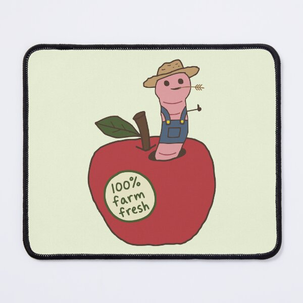 Item preview, Cute Farm Fresh Farmer Worm In Apple designed and sold by Doodlywood.