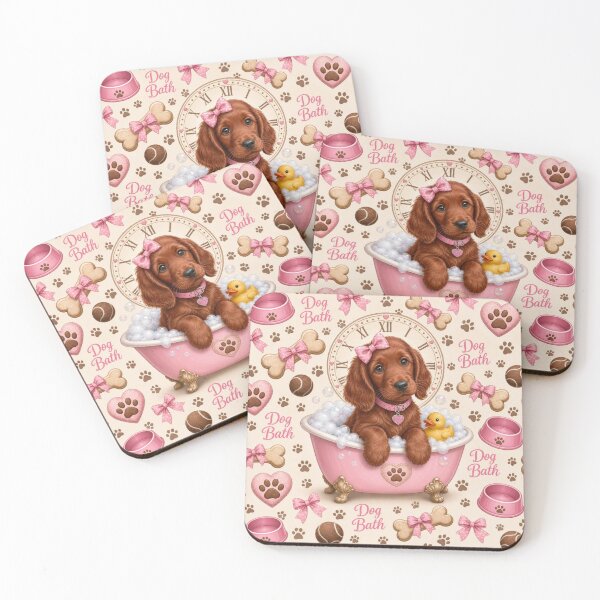 Item preview, Irish Setter Puppy in a Pink Bathtub designed and sold by Wags & Tails.