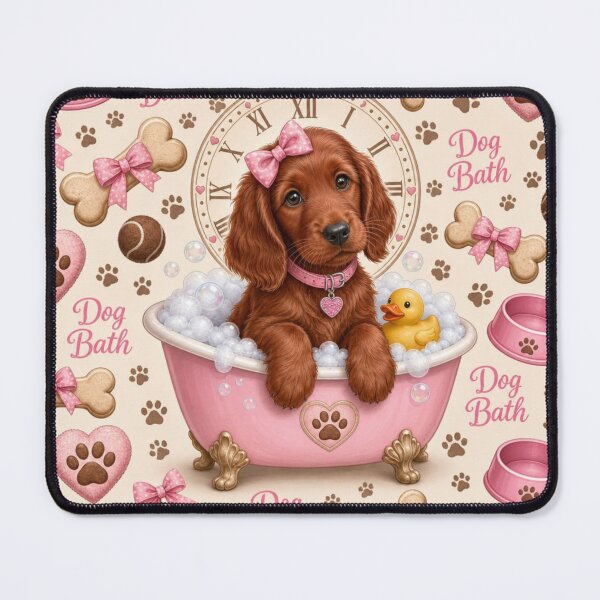Item preview, Irish Setter Puppy in a Pink Bathtub designed and sold by Wags & Tails.