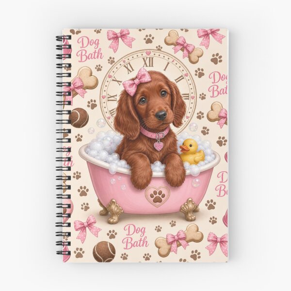 Item preview, Irish Setter Puppy in a Pink Bathtub designed and sold by Wags & Tails.