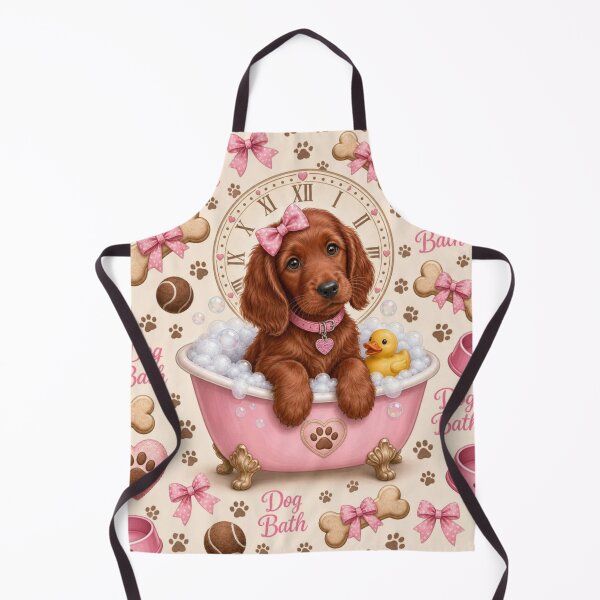 Item preview, Irish Setter Puppy in a Pink Bathtub designed and sold by Wags & Tails.