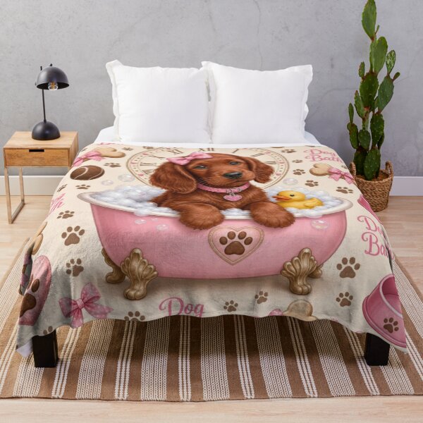 Item preview, Irish Setter Puppy in a Pink Bathtub designed and sold by Wags & Tails.