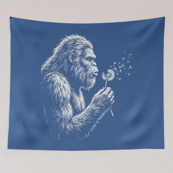 Item preview, Bigfoot Blowing Wishes Dandelion Vintage Sasquatch Art designed and sold by Mjayshop.