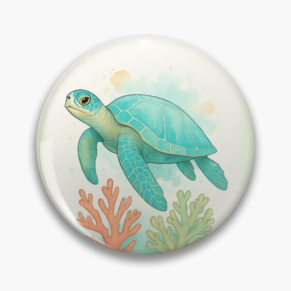 Item preview, Watercolor Coastal Sea Turtle and Coral Reef Design for t-shirt, hats, phone case, and home decor  designed and sold by MKTreasures.