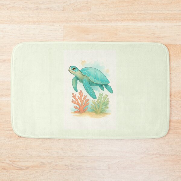 Item preview, Watercolor Coastal Sea Turtle and Coral Reef Design for t-shirt, hats, phone case, and home decor  designed and sold by MKTreasures.