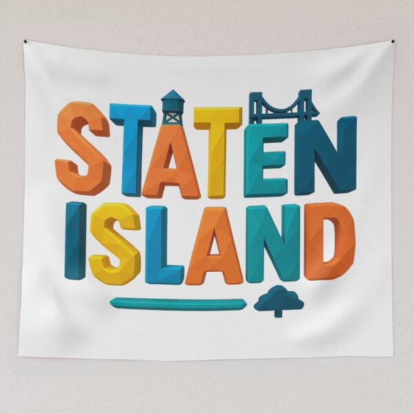 Item preview, Staten Island NYC Geometric 3D Typography - New York Borough Art designed and sold by RDproject.