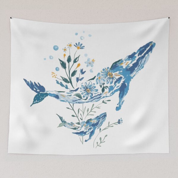 Item preview, Watercolor Whale and Wildflowers designed and sold by DeepyWorks.