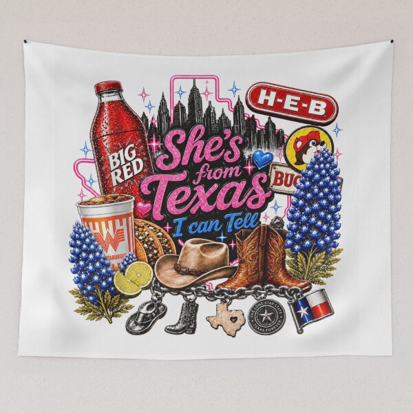 Item preview, Shes From Texas I Can Tell Pink Cowgirl Boots Whataburger Buc-ees Fan Top designed and sold by MariCanal.