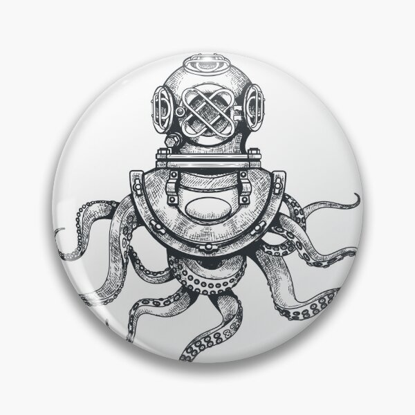 Item preview, Vintage Diving Octopus Illustration designed and sold by thelivingrp.