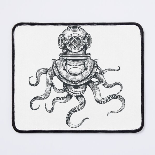 Item preview, Vintage Diving Octopus Illustration designed and sold by thelivingrp.
