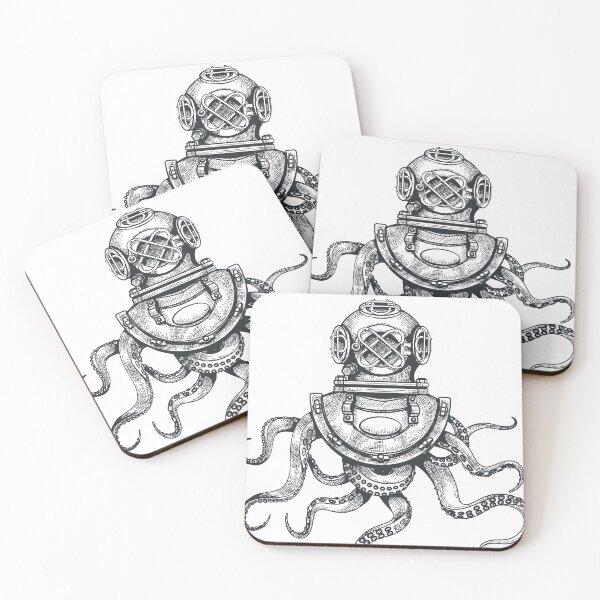 Item preview, Vintage Diving Octopus Illustration designed and sold by thelivingrp.