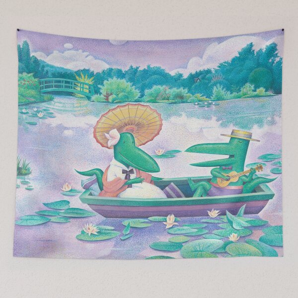 Item preview, Journey Up the Giverny with Maurice Chevalligator designed and sold by Prints by Tracy Sabin.