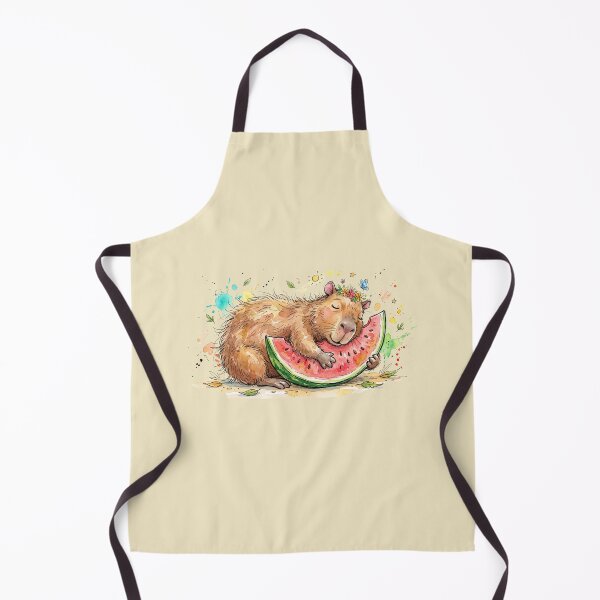 Item preview, Cute Watercolor Capybara eating Watermelon Summer Art designed and sold by BreezifyDesignStudio.