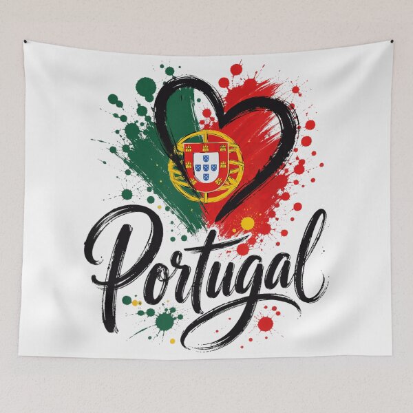 Item preview, Portugal Flag Heart Ink Splatter National Pride Calligraphy Football Fan T Shirt designed and sold by DienesAngele.